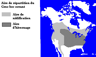La répartition du Gros-bec errant