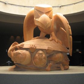 Bill Reid's sculpture The Raven and The First Men, showing part of a Haida creation myth. Museum of Anthropology, University of British Columbia.